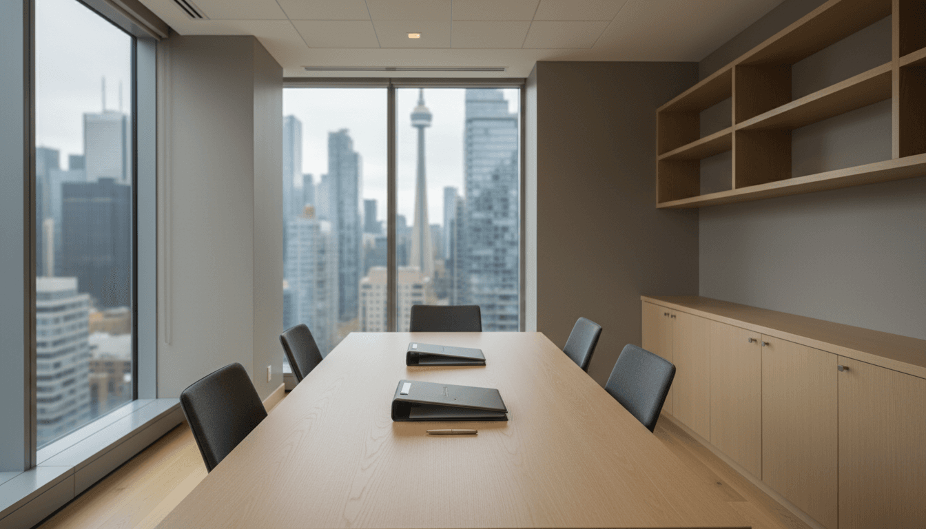Quiet and organized law office meeting room in Toronto